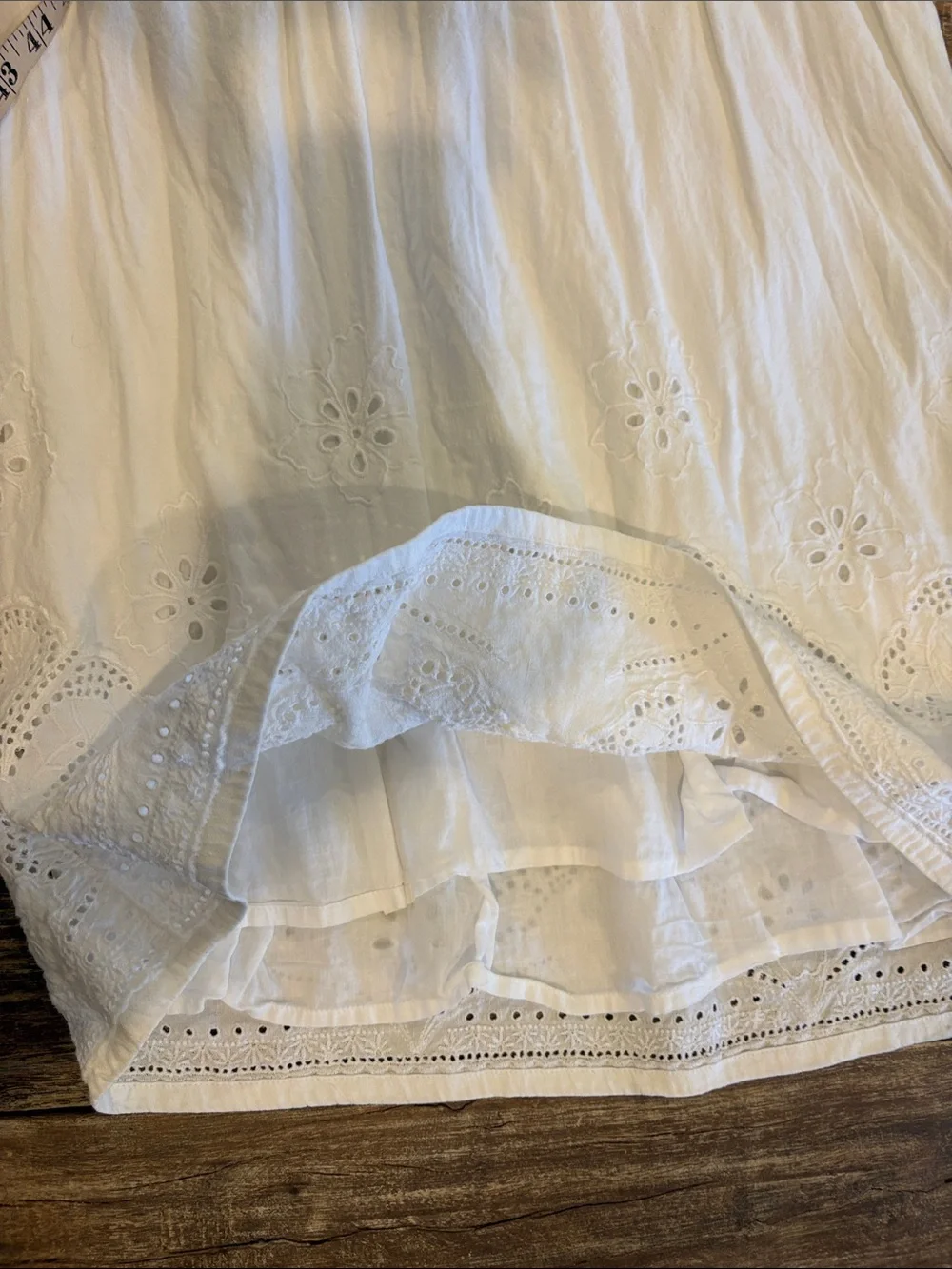 Tommy Bahama Split neck White Eyelet Cotton  Dress Swim Cover Up  L - Picture 5 of 7
